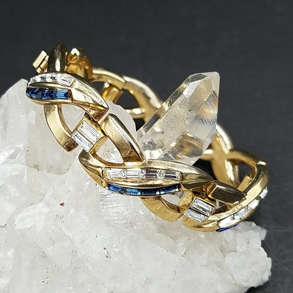 Jewels by Trifari 1953 Sapphire Baguette Rhinestone Bracelet